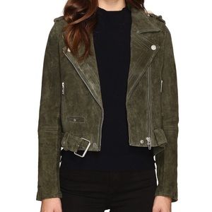 Blank NYC Suede Moto Jacket In Olive Juice